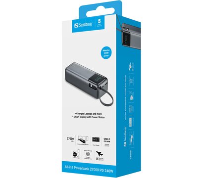 Зображення 6 Універсальна мобільна батарея Sandberg All-in1 27000mAh PD 240W Grey (421-31)