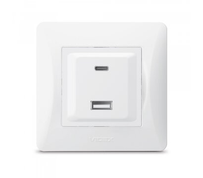 Зображення 2 Розетка Videx Binera USB-A + USB-C PD20W White (VF-BNCHRUC20-W) прихованого типу