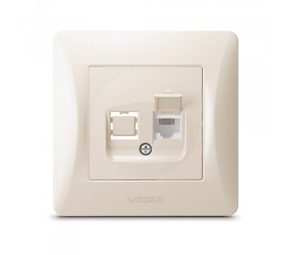 Зображення 2 Розетка Videx Binera CAT3 Cream (VF-BNSK1TF3-CR) без кришки