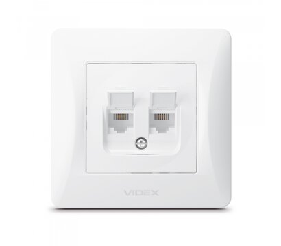 Зображення 2 Розетка Videx Binera CAT3+CAT3 White (VF-BNSK2TF3-W) без заземлення