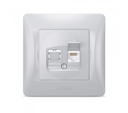 Зображення 2 Розетка Videx Binera CAT6 Silver Silk (VF-BNSK1PC6-SS) без кришки