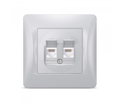 Зображення 2 Розетка Videx Binera CAT6+CAT6 Silver Silk (VF-BNSK2PC6-SS) з шторками