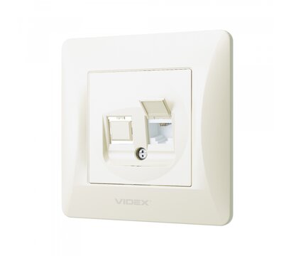 Зображення 3 Розетка Videx Binera CAT3 Cream (VF-BNSK1TF3-CR) без кришки