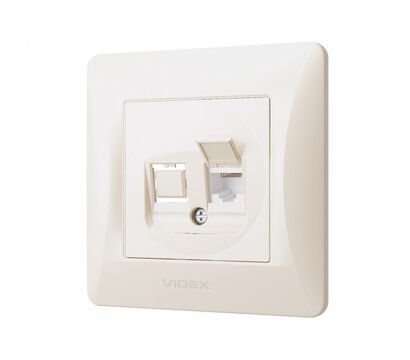 Зображення 3 Розетка Videx Binera CAT6 Cream (VF-BNSK1PC6-CR) без заземлення