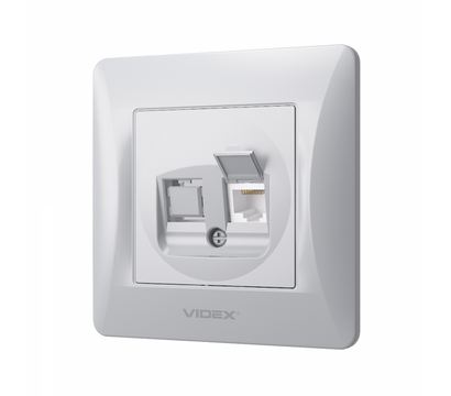 Зображення 3 Розетка Videx Binera CAT6 Silver Silk (VF-BNSK1PC6-SS) без кришки