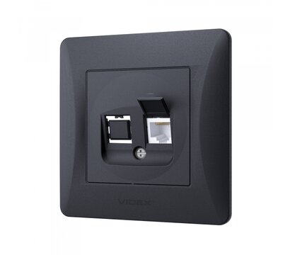Зображення 3 Розетка Videx Binera CAT6 Black Graphite (VF-BNSK1PC6-BG) без заземлення