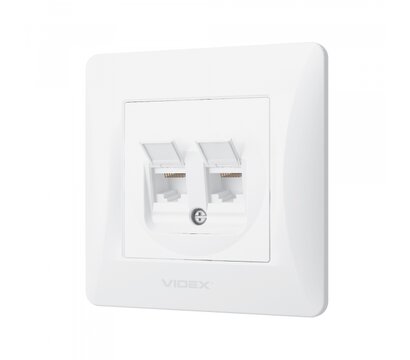 Зображення 3 Розетка Videx Binera CAT6+CAT6 White (VF-BNSK2PC6-W) без кришки