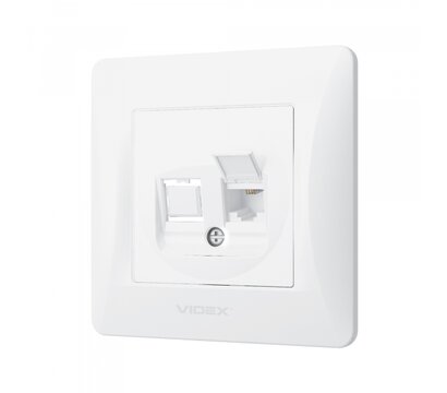 Зображення 3 Розетка Videx Binera CAT3 White (VF-BNSK1TF3-W) прихованого типу