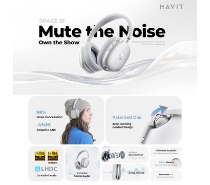 Изображение 5 Bluetooth гарнитура Havit H670BT ANC Silver