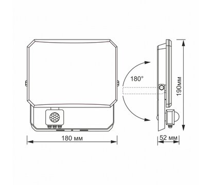 Зображення 6 Світлодіодний прожектор Videx F3 50W 5000K Sensor 220V Black (VLE-F3-0505B-S)