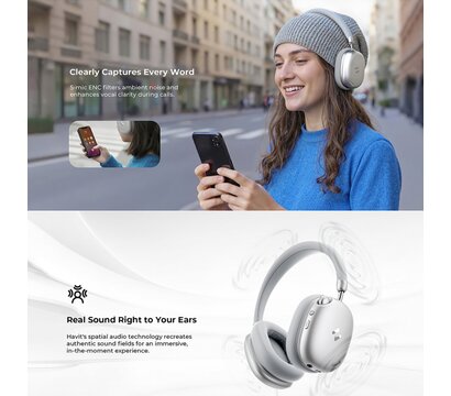 Изображение 6 Bluetooth гарнитура Havit H670BT ANC Silver
