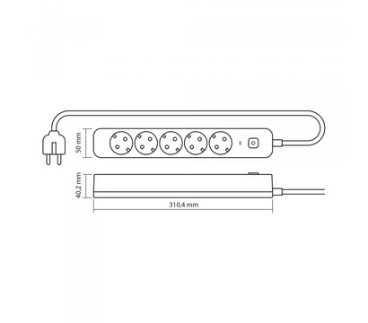 Изображение 11 Удлинитель Videx Oncord с/з 5р 3м Switch White (VF-PD53G-W) 5 місць розеток
