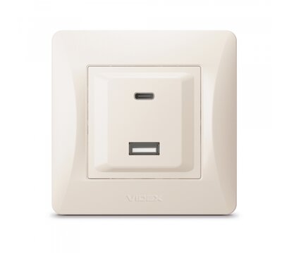 Зображення 2 Розетка Videx Binera USB-A + USB-C PD20W Cream (VF-BNCHRUC20-CR) прихованого типу