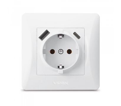 Зображення 2 Розетка Videx Binera USB+USB-C White (VF-BNSK1GUC-W) прихованого типу