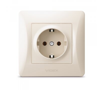 Зображення 2 Розетка Videx Binera Cream (VF-BNSK1G-CR) із заземленням