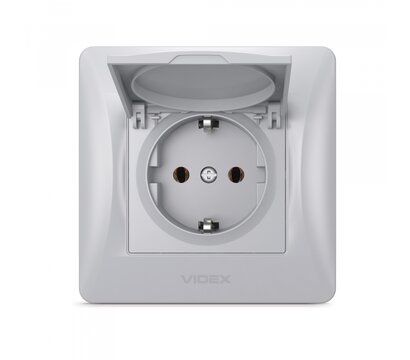 Зображення 2 Розетка Videx Binera Silver Silk (VF-BNSK1GС-SS) з кришкою