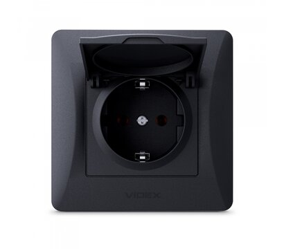 Зображення 2 Розетка Videx Binera Black Graphite (VF-BNSK1GС-BG) прихованого типу
