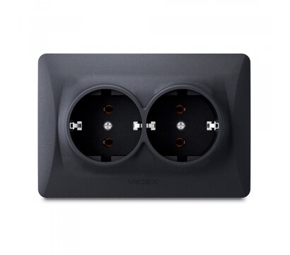 Зображення 2 Розетка Videx Binera Black Graphite (VF-BNSK2G-BG) прихованого типу