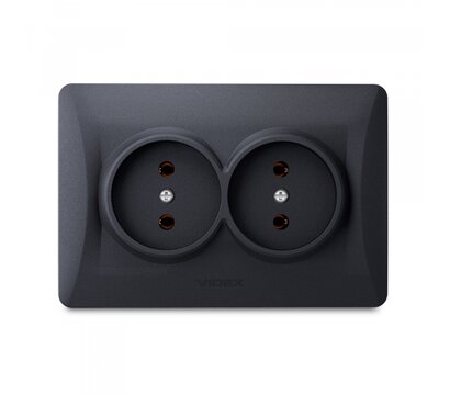 Изображение 2 Розетка Videx Binera Black Graphite (VF-BNSK2-BG) без заземления