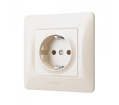 Зображення 3 Розетка Videx Binera Cream (VF-BNSK1G-CR) із заземленням