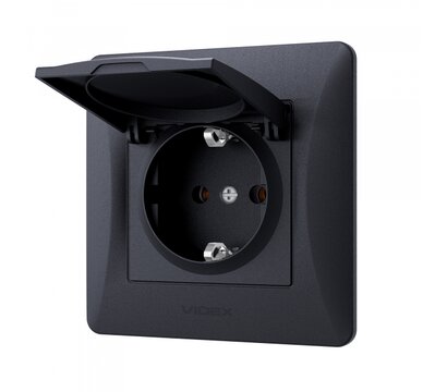 Зображення 3 Розетка Videx Binera Black Graphite (VF-BNSK1GС-BG) прихованого типу