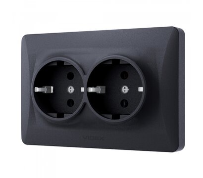 Зображення 3 Розетка Videx Binera Black Graphite (VF-BNSK2G-BG) прихованого типу