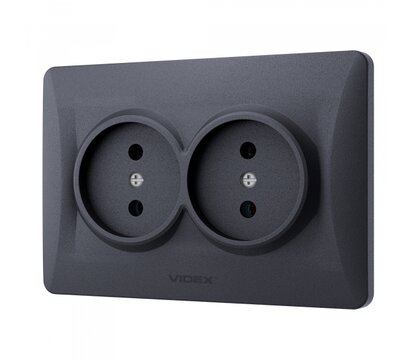 Изображение 3 Розетка Videx Binera Black Graphite (VF-BNSK2-BG) без заземления