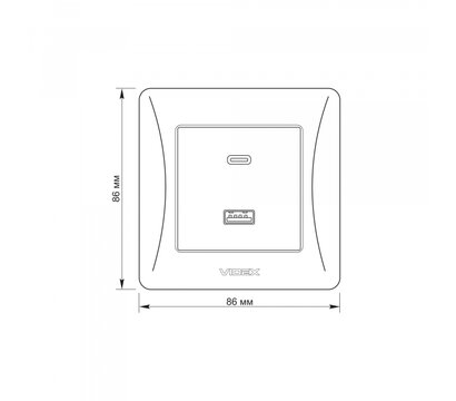 Зображення 5 Розетка Videx Binera USB-A + USB-C PD20W Black Graphite (VF-BNCHRUC20-BG) прихованого типу