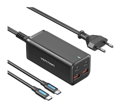 Зображення 6 Зарядний пристрій Vention 4-Port USB GaN Charger 2x100W/2x18W Black (FBSBG-EU)
