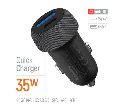 Изображение 6 Зарядное устройство ColorWay 2USB (Type-C PD35W + USB QC3.0) 35W Black (CW-CHA064PD-BK)