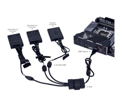 Зображення 2 Lian Li USB2.0 1 to 3 Port (Type A Male) HUB, Black (G89.PW-U2TPAB.00)