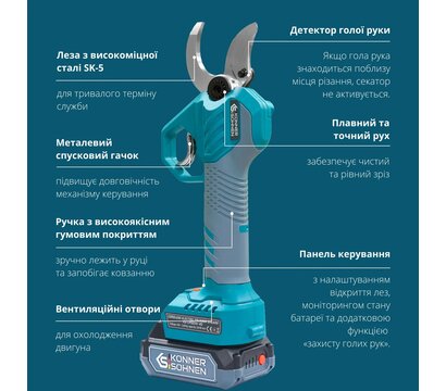Зображення 6 Секатор Konner&Sohnen KS CPS20V-40 CASE