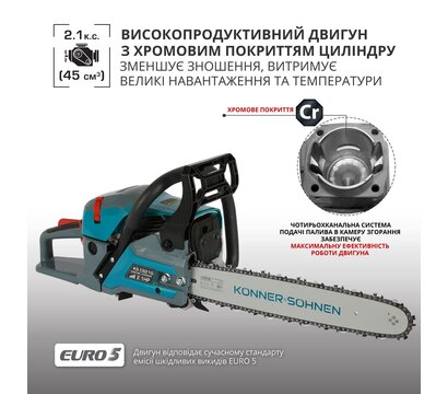 Зображення 2 Бензинова ланцюгова пила Konner&Sohnen KS CS21G-16