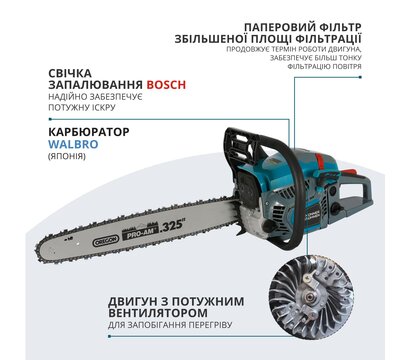 Зображення 3 Ланцюгова пила Konner&Sohnen KS CS31G-18-1 на 45