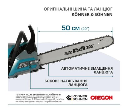 Зображення 4 Ланцюгова пила Konner&Sohnen KS CS31G-20-1 на 50