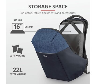 Зображення 4 Рюкзак для ноутбука Trust Nox Anti-theft Blue (23307)