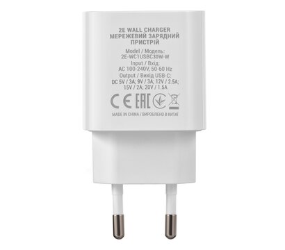 Зображення 4 Зарядний пристрій 2E 30Вт USB-C PD (2E-WC1USBC30W-W)