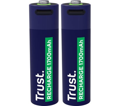 Изображение 2 Аккумулятор Trust AA 1700 mAh, Type-C, 2 шт, Blue (25584)