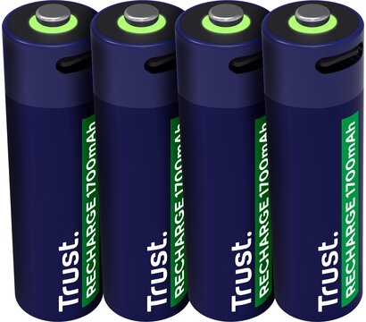 Изображение 3 Аккумулятор Trust AA 1700 mAh, Type-C, 4 шт, Blue (25631)