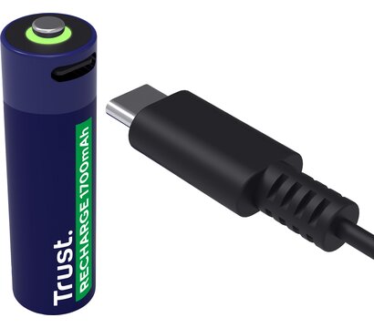 Изображение 5 Аккумулятор Trust AA 1700 mAh, Type-C, 2 шт, Blue (25584)