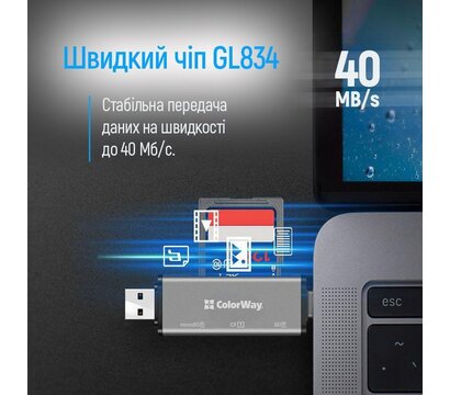 Зображення 6 Картрідер ColorWay 3-в-1 Gray (CW-CR-01)