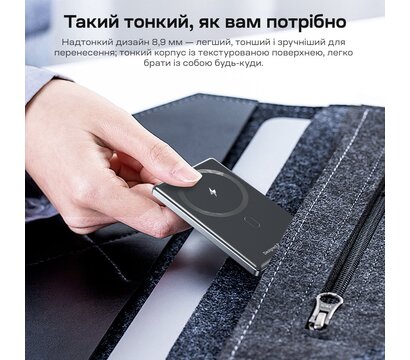 Изображение 11 Универсальная мобильная батарея Choetech B738 5000mAh QC3.0 PD3.0 Black (43-00161), Цвет: черный