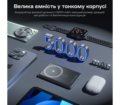 Изображение 6 Универсальная мобильная батарея Choetech B738 5000mAh QC3.0 PD3.0 Black (43-00161), Цвет: черный