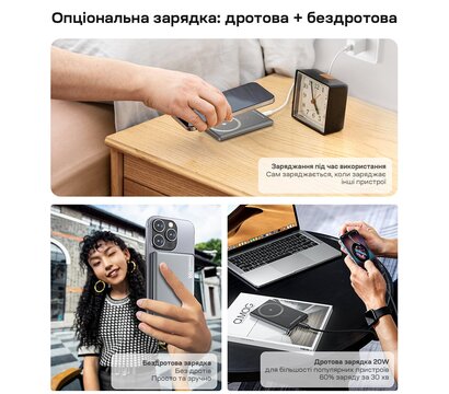Изображение 8 Универсальная мобильная батарея Choetech B738 5000mAh QC3.0 PD3.0 Black (43-00161), Цвет: черный