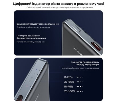 Изображение 9 Универсальная мобильная батарея Choetech B738 5000mAh QC3.0 PD3.0 Black (43-00161), Цвет: черный