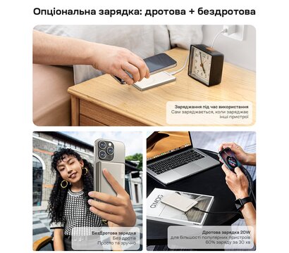Изображение 9 Универсальная мобильная батарея Choetech B738 5000mAh QC3.0 PD3.0 White (43-00160), Цвет: белый