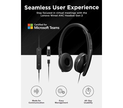 Изображение 4 Наушники Lenovo Wired ANC Headset Gen 2 (4XD1M45627)