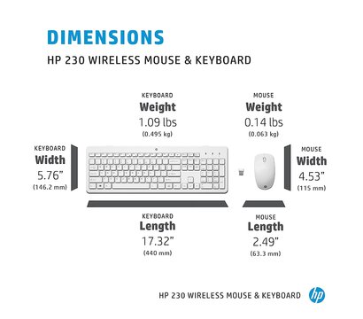 Зображення 2 Комплект мишка + клавіатура HP 230 White (3L1F0AA)