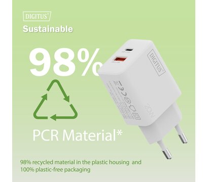 Зображення 3 Зарядний пристрій Digitus 1xUSB-C + 1xUSB 20W (DA-10300)
