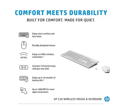 Зображення 4 Комплект мишка + клавіатура HP 230 White (3L1F0AA)